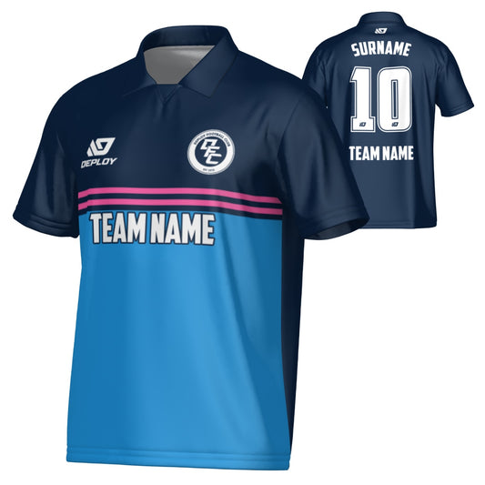 Summit Collared Jersey - Navy & Pink