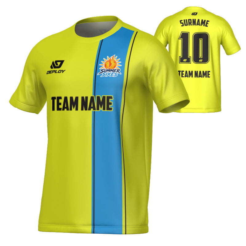 SUTHERLAND SHIRE FA SUMMER - EDGE - NEON YELLOW & SKY BLUE