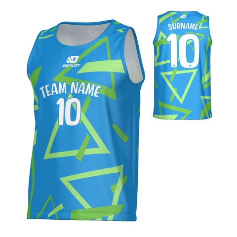 Triangle Sports Singlet - Blue & Neon Green