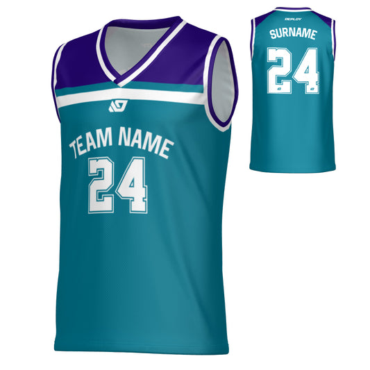 Captain Basketball Jersey - Teal & Purple