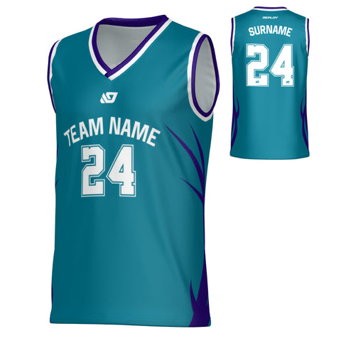 Razor Basketball Jersey - Teal & Purple