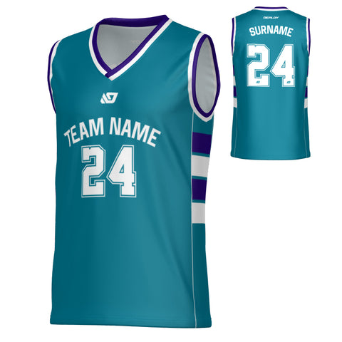 Stack Basketball Jersey - Teal & Purple