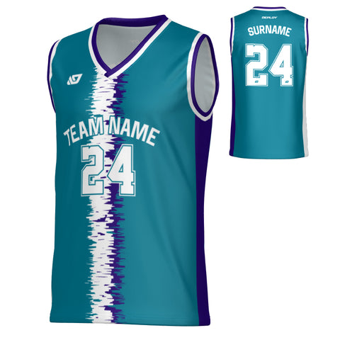 Static Basketball Jersey - Teal & Purple