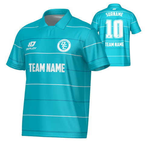 Grid Collared Jersey - Teal