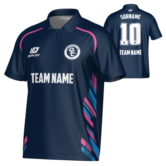 Turbo Collared Jersey - Navy & Pink