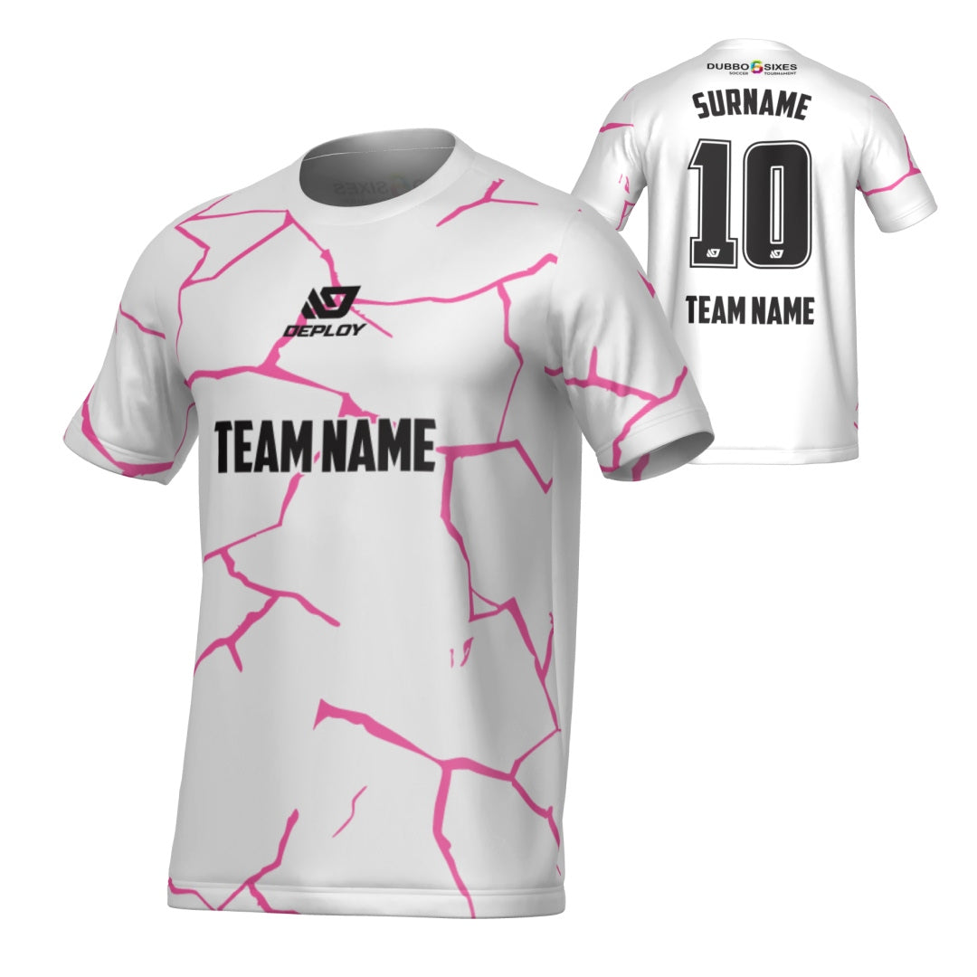 DUBBO 6s SUMMER - CRACKS WHITE AND FLURO PINK