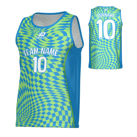 Vortex Sports Singlet - Blue & Neon Green