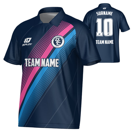 Velocity Collared Jersey - Navy & Pink