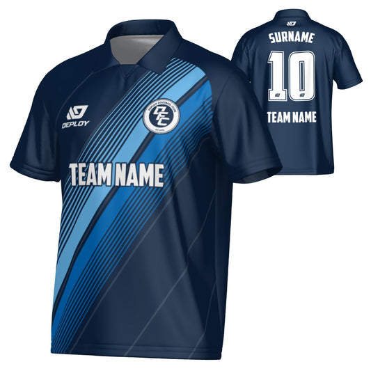 Velocity Collared Jersey - Navy & Sky Blue