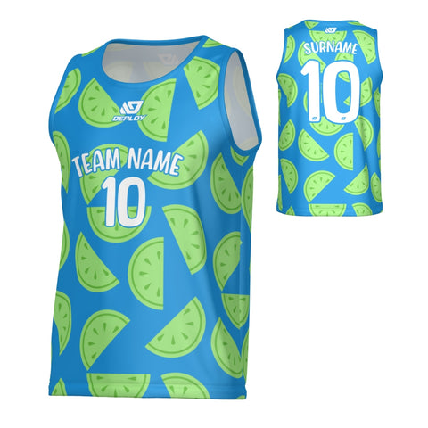 Watermelon Sports Singlet - Blue & Neon Green