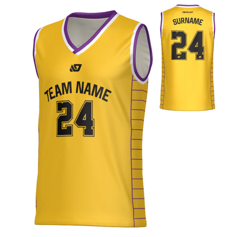 Grid Basketball Jersey - Yellow & Purple