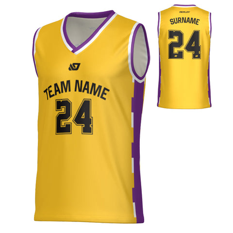 Pixel Basketball Jersey - Yellow & Purple