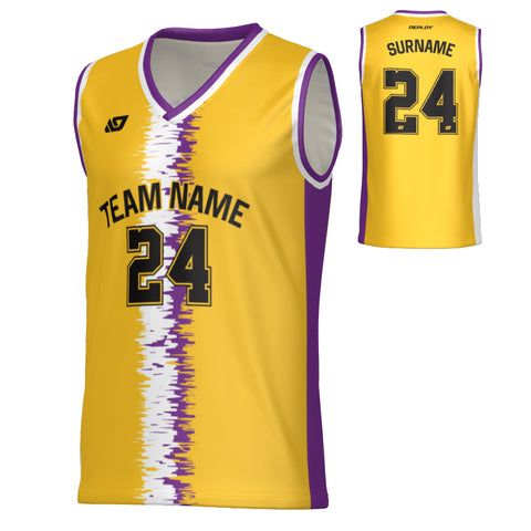 Static Basketball Jersey - Yellow & Purple