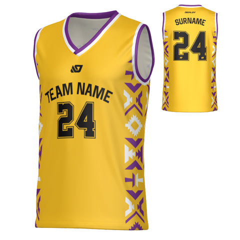 Tribal Basketball Jersey - Yellow & Purple