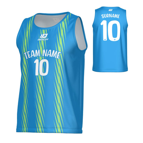 Zig Zag Sports Singlet - Blue & Neon Green