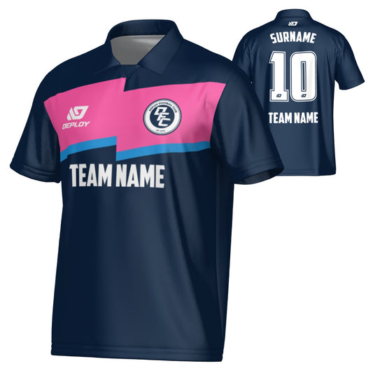 Zag Collared Jersey - Navy & Pink