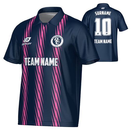 Zig Zag Collared Jersey - Navy & Pink