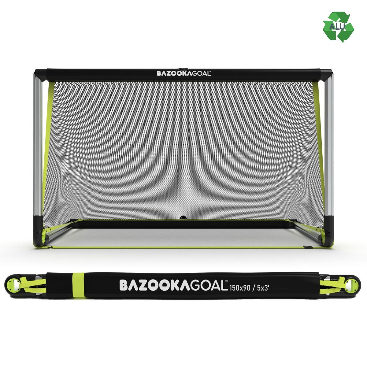 Bazooka Goal Aluminium - 5ft Hybrid Pop Up Goal - 150x90cm Deploy Football