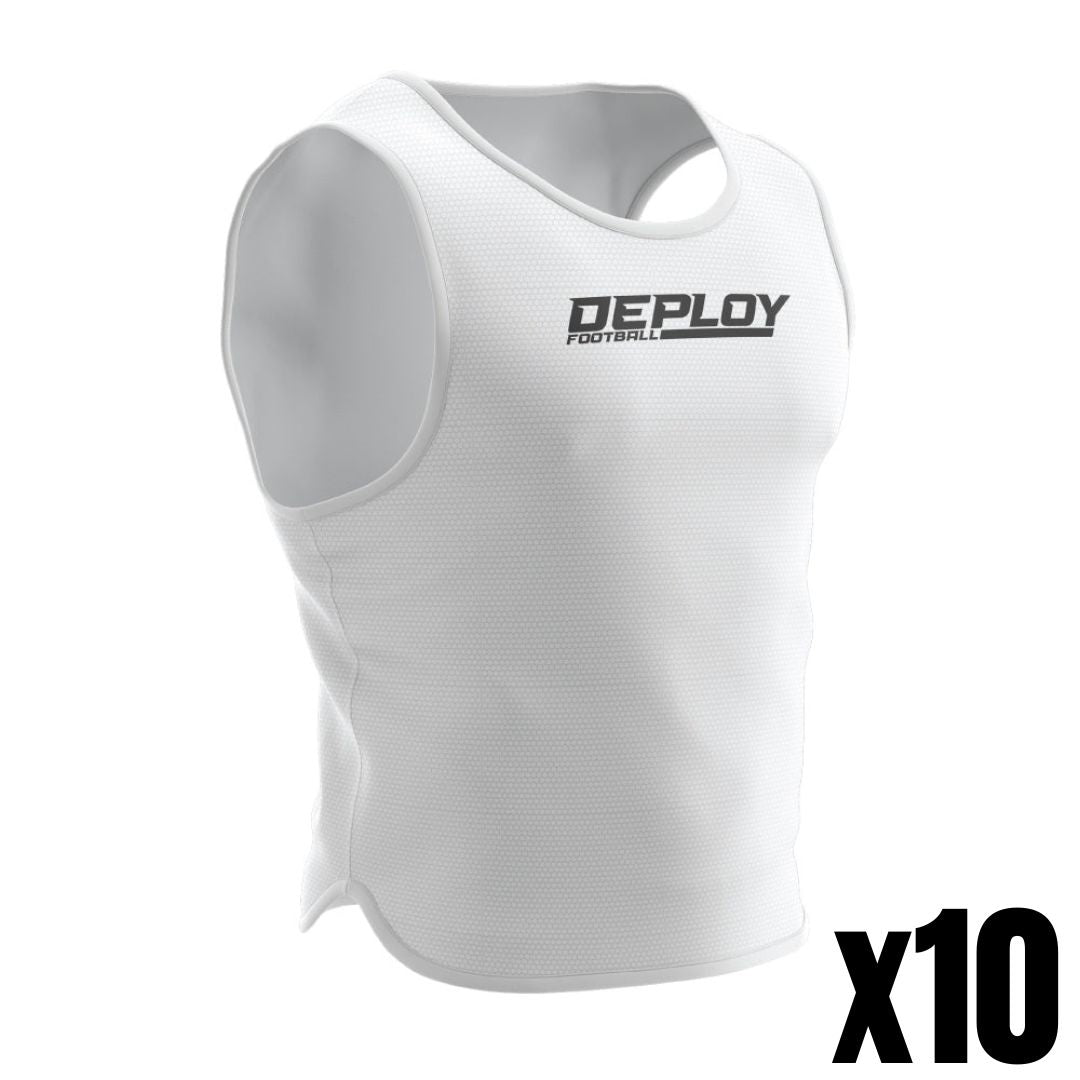 Bundle Pack - 10x Deploy Bibs - White - Deploy Football - Australia's Best Footballs & Soccer Balls