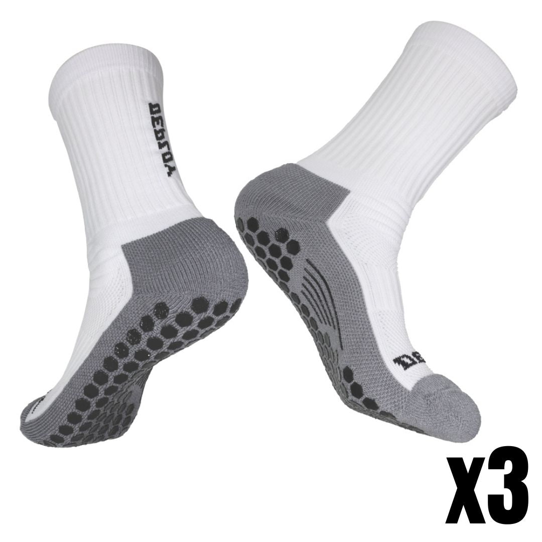 Bundle Pack - 3x Grip Socks - White Deploy Football