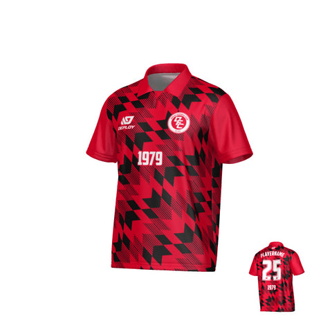 Leaves Collared Jersey - Red