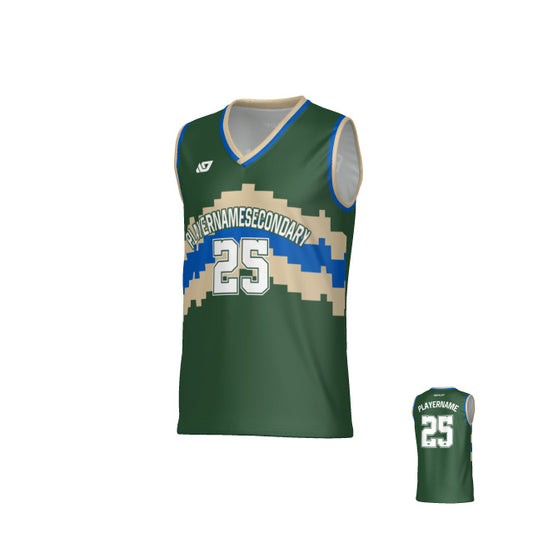 Altitude Basketball Jersey - Green & Cream