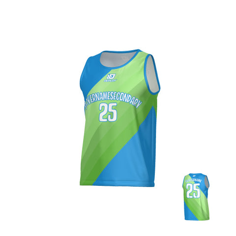Sash Sports Singlet - Blue & Neon Green