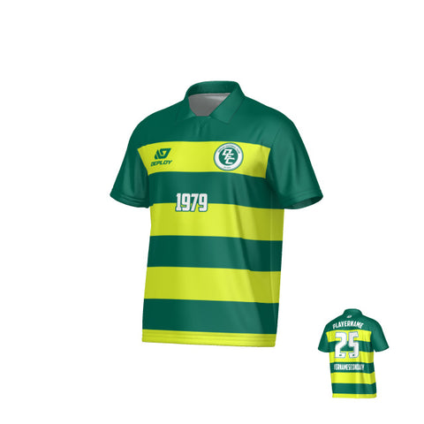 Hoops Collared Jersey - Green