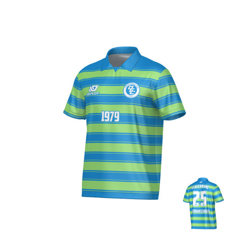 Celtic Collared Jersey - Blue & Neon Green