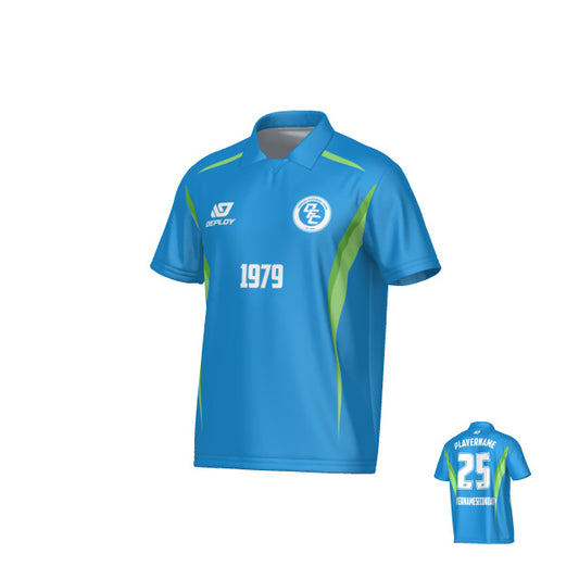 Arc Collared Jersey - Blue & Neon Green