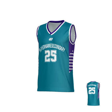 Banner Basketball Jersey - Teal & Purple