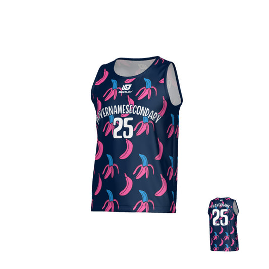 Banana Sports Singlet - Navy & Pink