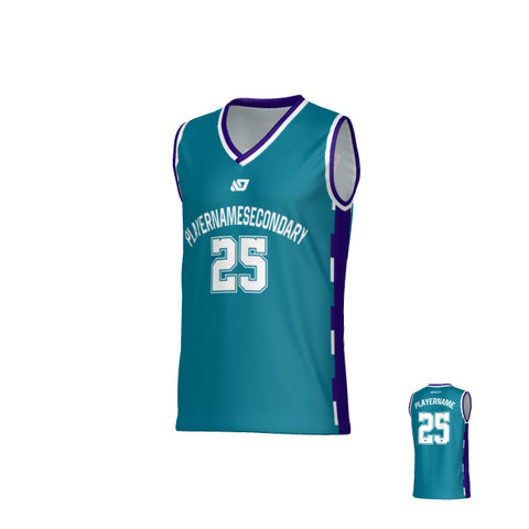 Pixel Basketball Jersey - Teal & Purple