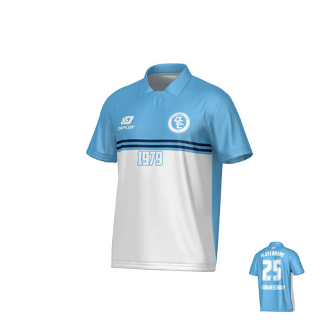 Summit Collared Jersey - Sky Blue & Navy