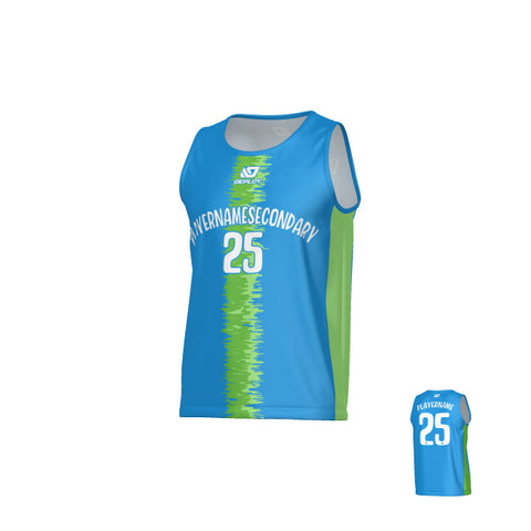 Quake Sports Singlet - Blue & Neon Green