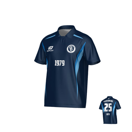 Arc Collared Jersey - Navy & Sky Blue
