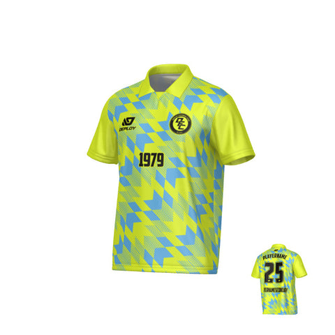 Leaves Collared Jersey - Neon Yellow