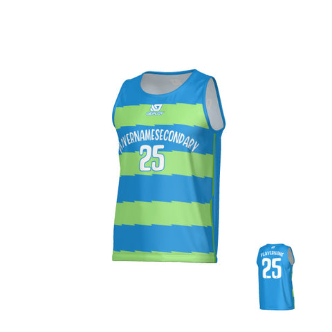 Jagged Sports Singlet - Blue & Neon Green