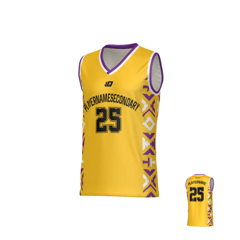 Tribal Basketball Jersey - Yellow & Purple