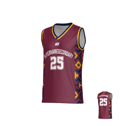 Tribal Basketball Jersey - Maroon & Navy