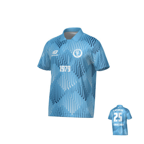 Drips Collared Jersey - Sky Blue & Navy