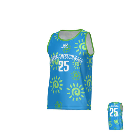 Sun Sports Singlet - Blue & Neon Green