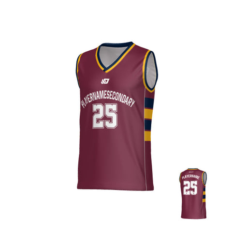 Stack Basketball Jersey - Maroon & Navy