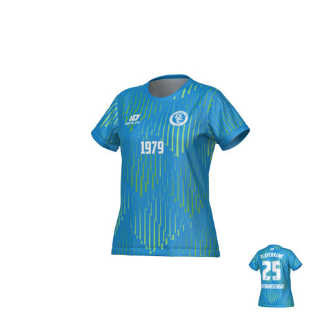 Drips Womens Jersey - Blue & Neon Green