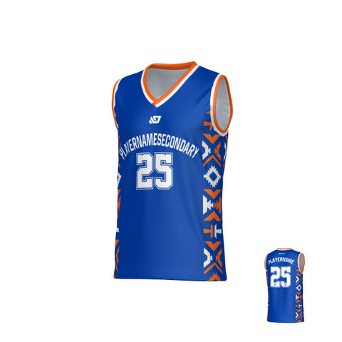 Tribal Basketball Jersey - Blue & Orange