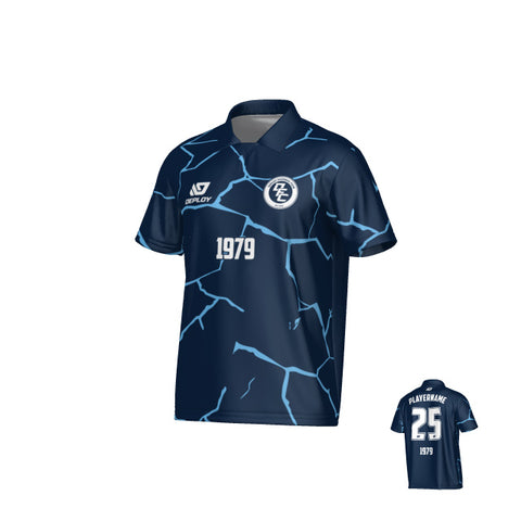 Cracks Collared Jersey - Navy & Sky Blue