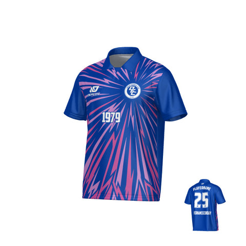Burst Collared Jersey - Royal Blue & Purple