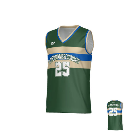 Legacy Basketball Jersey - Green & Cream