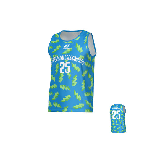 Lightning Sports Singlet - Blue & Neon Green