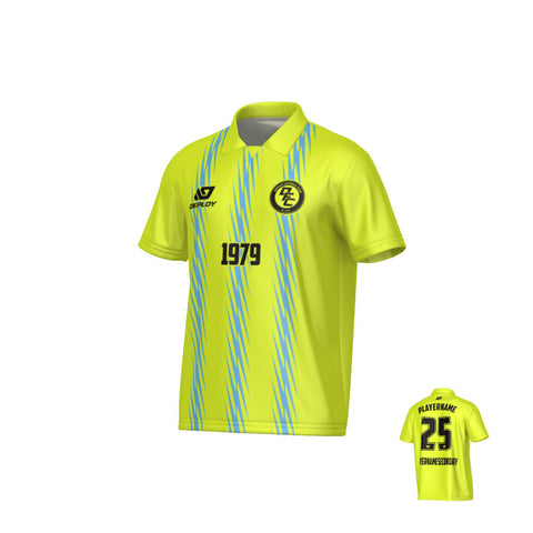Zig Zag Collared Jersey - Neon Yellow
